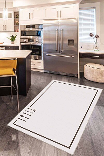 Viva Home Vizon Kaymaz Taban Kaşık Desenli Mutfak Halısı Yolluk VH115