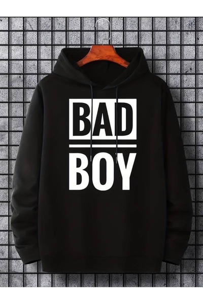 PALPİTO Crna majica sa kapuljačom Black Bad Boy Štampano za muškarce - 3 niti...