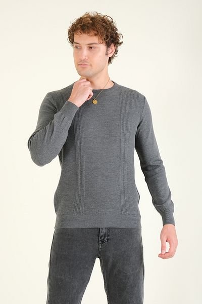 Giyim Dünyası Smoked Men's Patterned Crew Neck Sweater