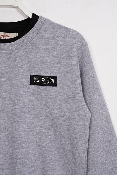 zepkids Hanorac gri pentru băiat - guler și mâneci cu garnitură