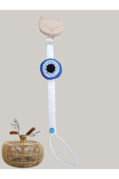 CEBECİ TİCARET Emzik Askısı - Emzik Tutacağı - Bebek Hediyesi -Doğal İp-Nazar...