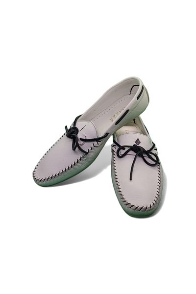 Baliz White Genuine Leather Men's Loafer Shoes