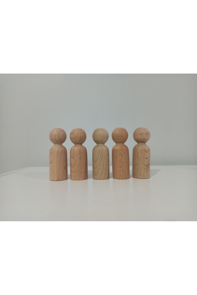 Gepetto Kayın Ağacından Ahşap Ham Peg Bebek 5'li Erkek Figürü Pegdoll