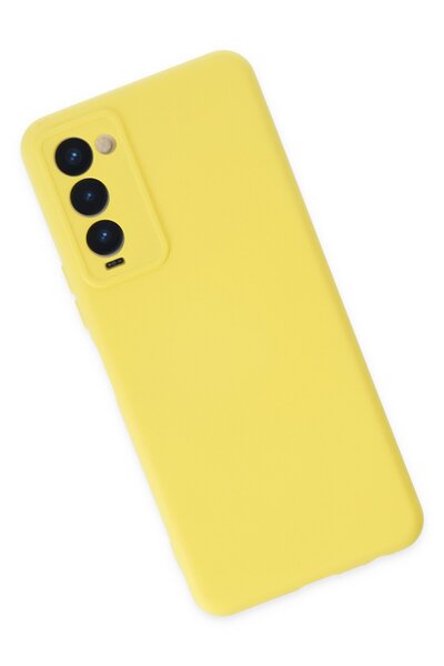 Hatreds Tecno Camon 18P Uyumlu İçi Kadife Mat Renkli Kamera Korumalı Kılıf - Sarı