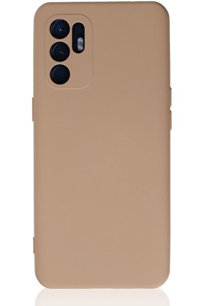 Hatreds Oppo Reno 6 Uyumlu İçi Kadife Mat Renkli Kamera Korumalı Kılıf - Pudra