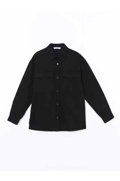 LC Waikiki Ανδρικό πουκάμισο LCW Casual Gabardine - Μαύρο, Άνετο, Μακρυμάνικο