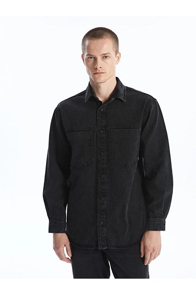 LC Waikiki Lcw Jeans - Black, Rodeo Regular Fit, Men's Long Sleeve Shirt