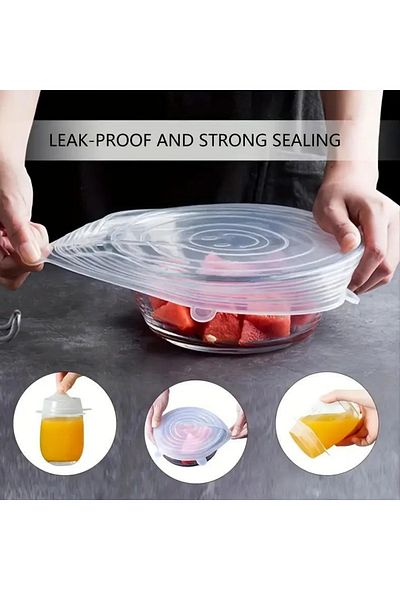 MİNGODAN 6-piece Stretch Silicone Storage Cap - Freshness Preserving Cap