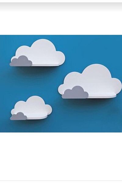 EMTA White - Gray Cloud Shelf Set 3 Piece Children's Room Accessory Decoration