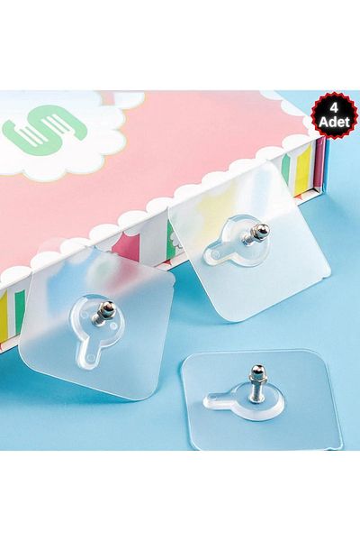 TİNEKE Door Back Clothes Rack Self Adhesive Clear Screw Towel Rack 4 Pcs