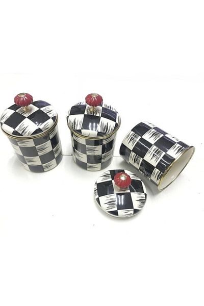 Zücev Mackenzie 14x12cm Cream-black Enamel 3-Piece Spice Bowl Emy-125