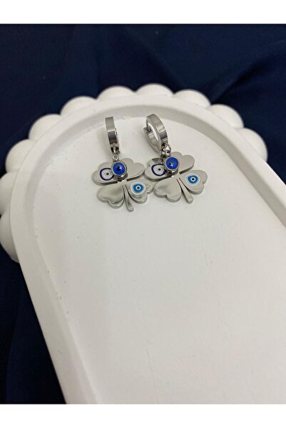 Alyonajewelry ÇELİK YONCALI NAZARBONCUKLU KÜPE