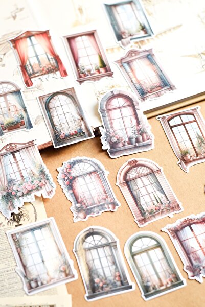 sticker Pencereler Seti (16 ADET) / Vintage Scrapbook & Planner