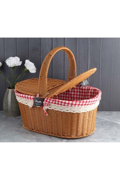 Perotti 15228 Hasır Oval Piknik Sepeti Dev