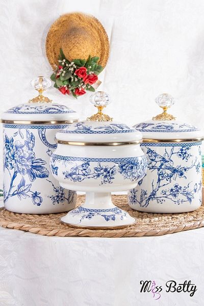 Miss Betty Enamel 3-Piece Jar Set Blue Life