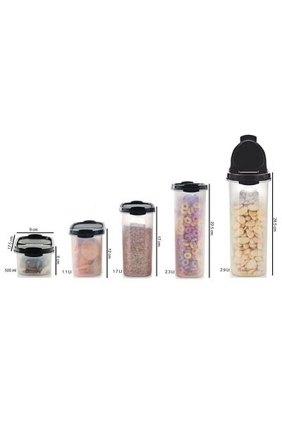 Tupperware Oval Set of 5 Black Dry Food Storage Set Hsgl