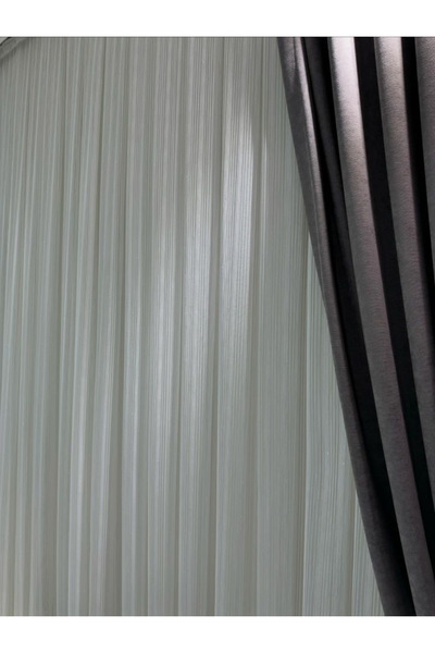 beatiful TÜL PERDE SAKALLI SİMLİ ÇİZGİLİ KIRIŞMAZ ÜTÜ İSTEMEZ 1/3 SIK PİLE