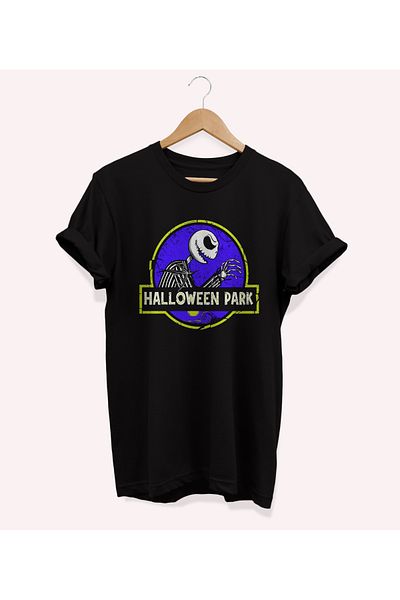 remonz Haloween Park Printed - 100% βαμβάκι, Crew λαιμόκοψη, μπλουζάκι Oversize, T-shirt Plus Size