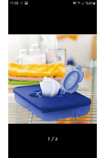 Tupperware Navy Blue 650 Ml Esc Wet Wipes Box