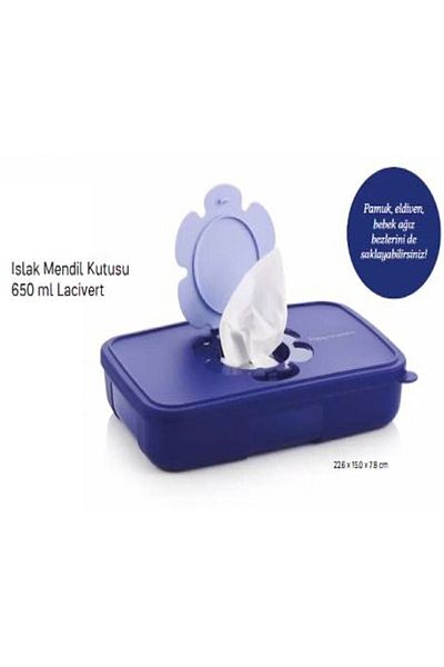 Tupperware Navy Blue 650 Ml Esc Wet Wipes Box