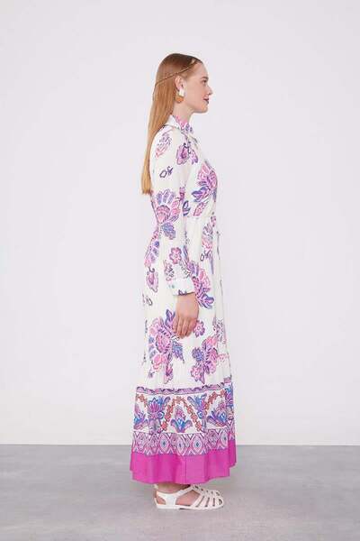 Levidor Püskül Detaylı Desenli Elbise