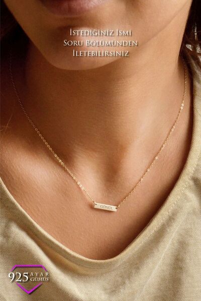 JEMIRA Kadın İsimli Kişiye Özel 925 Ayar Gümüş Kolye 14K Gold Renk Kaplama
