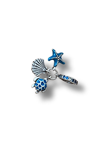 BerCio Store 925 AYAR GÜMÜŞ MAVİ DENİZ KAPLUMBAĞA KABUK YILDIZ CHARM