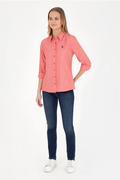 U.S. Polo Assn. Cămașă roșie cu mânecă lungă de damă - Model de bază 50288851 -VR030
