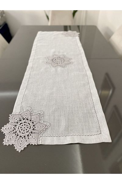 Parla Life Γκρι Glitter Gardenia Motif Runner 40x120 cm