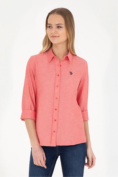 U.S. Polo Assn. Cămașă roșie cu mânecă lungă de damă - Model de bază 50288851 -VR030