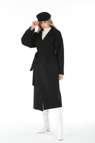 Pitti Black Men's Collar Long Women's Coat