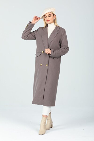 Pitti Kadın Vizon Gold Düğmeli Kaban 70553