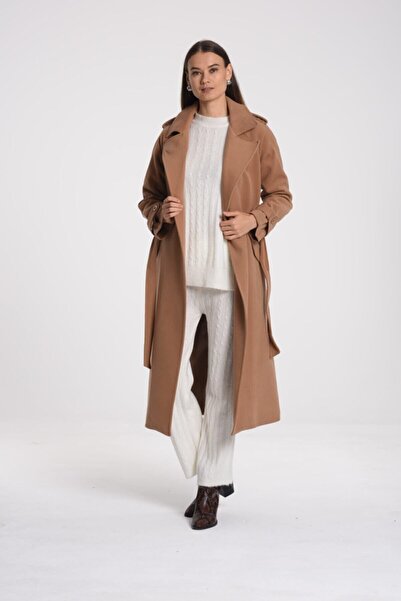 Pitti Women's Camel Epaulet Coat 70558