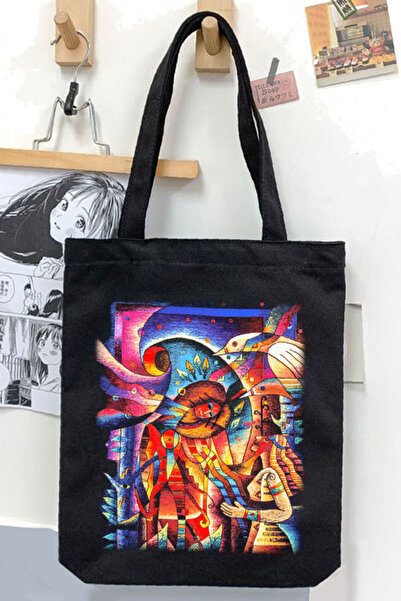 Darkhane Black Gabardine Canvas Bag - Unisex Cross Stitch