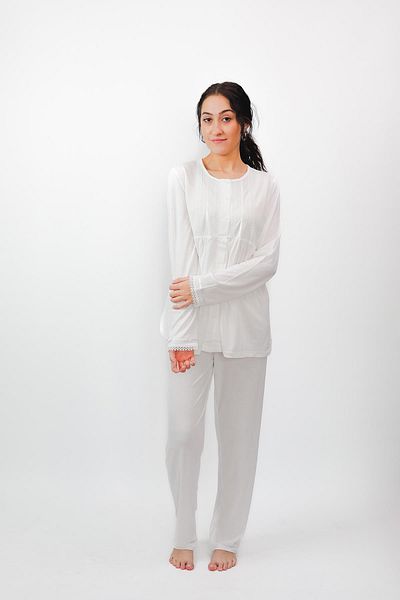 cotonhause Nena Collection Ecru Colored 100% Natural Cotton Pajama Set - 24557
