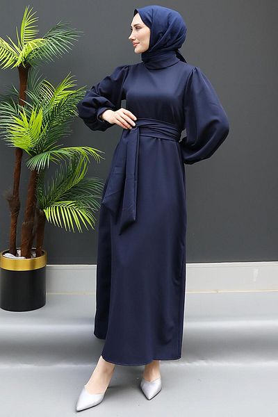 GİZ AGİYİM Navy Blue Erva Crepe Dress