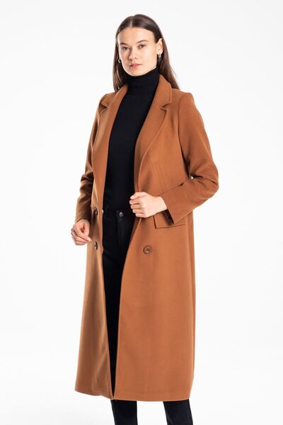 Pitti Women's Tan Buttoned Coat 70569