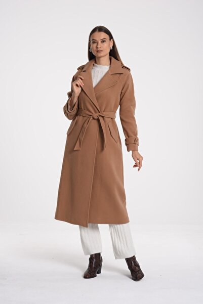 Pitti Women's Camel Epaulet Coat 70558