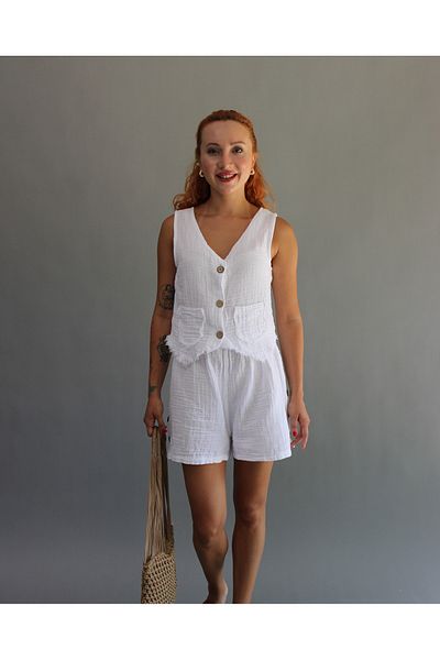 ASC SUN Muslin Buttoned Stylish Vest