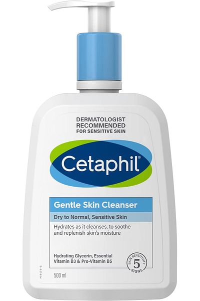 Cetaphil منظف لطيف للبشرة، غسول للوجه والجسم، للبشرة الجافة والعادية والحساسة، بدون رائحة، 500 مل