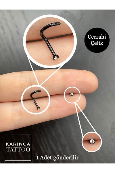 Karınca Piercing Steel Nostril Nose Piercing - Surgical Ant Tattoo