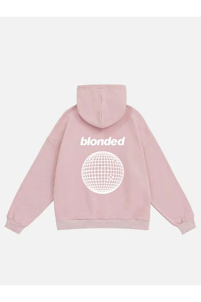 Mad&Calf Unisex Fleece Oversize Φούτερ - Ξανθό εμπριμέ, με κουκούλα