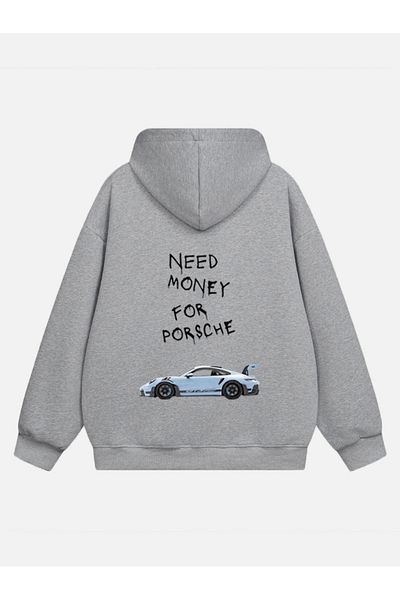 Mad&Calf Unisex oversize fleecová mikina Porsche s potiskem