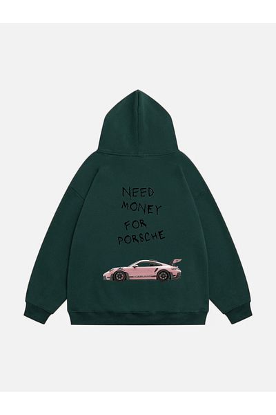 Mad&Calf Φούτερ Porsche Printed Unisex Oversize με κουκούλα Fleece