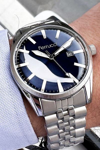Ferrucci Men's Wristwatch 3 Atm Waterproof Silver Color Steel Cord + Bracelet Gift FRE2044C3