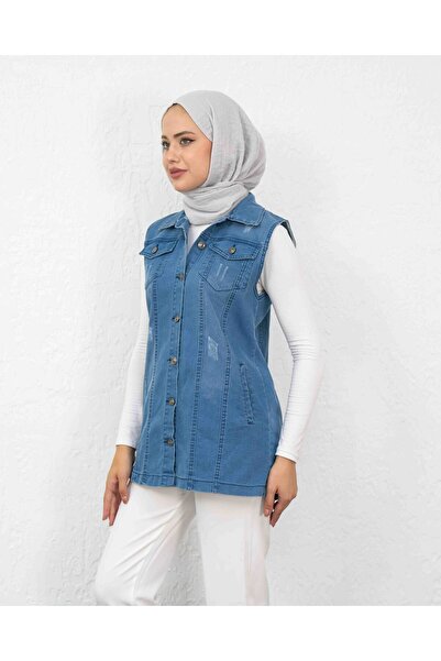 sorisso Short Denim Vest with Ripped Detail