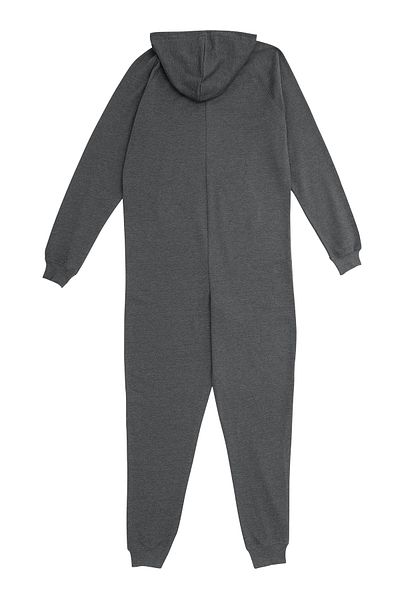 Kyron Unisex χειμερινή φόρμα με κουκούλα - Μαλακό και ζεστό γκρι ύφασμα με φερμουάρ