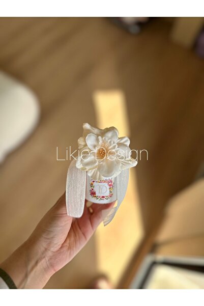 Likie Design Krem Kurdale Detaylı Şekerlik Kutulu Mum Hediyelik Söz Nişan Nikah