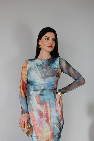 Julidress Rochie premium din tul - căptușită multicoloră și imprimată