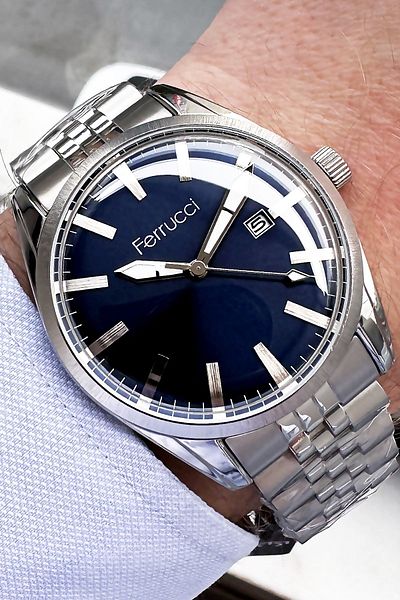 Ferrucci Men's Wristwatch 3 Atm Waterproof Silver Color Steel Cord + Bracelet Gift FRE2044C3
